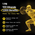 Menerals Mens Multivitamin – Powerful All in One Mineral Supplement for Men – Natural Trace Minerals with Fulvic Acid from Rich American Soil – Supports Daily Energy, Vitality, Focus, and Mens Health