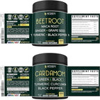 Bundle 6in1 Beet Root Capsules 100 Count & 4in1 Cardamom Capsules 100 Count - Support Restful Night, Heart Health, Digestion & Natural Wellness