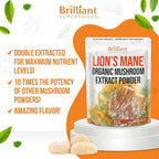 Ellie's Best Lions Mane Mushroom Extract Powder Supplement Organic 228 Servings - Double Extracted for Highest Potency - Dissolves in Coffee, Tea, Juice etc. 8oz