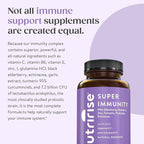 NutriRise Immunity Complex Immune Support Supplement with Vitamin C, E, B6, Zinc, Turmeric Curcumin, Elderberry, Echinacea, 7.2 Billion CFU Probiotics for Gut Health, 90 Count