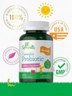 Carlyle Probiotics for Kids Chewable | 200 Count | 6 Billion CFUs | Raspberry Flavor | Non-GMO & Gluten Free Supplement | by Lil' Sprouts