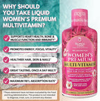 Premium Liquid Multivitamin for Women | Sugar Free Women’s Multivitamin | 100+ Vitamins, Minerals & Herbs Promote Anti-Aging, Heart, Brain & Bone Health |98% Absorption Rate | Non-GMO | 32 Serv