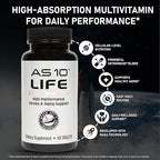 AS 10® Life – Stress, Immune Support and Anti Aging Supplement - Multivitamin and Antioxidants Tablet, Resveratrol, Alpha Lipoic Acid, Lutein and Zeaxanthin, Co-Developed by NASA, 60 ct