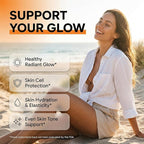 Sunless Glow Lycopene Beta Carotene Tanning Gummies Astaxanthin Vitamin C D E Flax Seed Selenium Amla l Tyrosine PABA Black Pepper 60 Count Strawberry Banana Flavor By Clean Nutra
