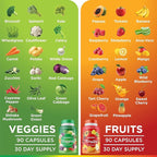 Superfood 180 Fruit and 180 Veggie Capsules - Whole Food Natural Superfoods - Maintain Energy Levels, with Beta Carotene - Soy Free (90 Count (Pack of 4)
