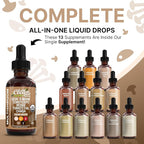 Mushroom Supplement Liquid Drops with Lions Mane Turkey Tail Cordyceps Reishi Chaga Shitake Maitake Tremella Oyster Mushrooms Poria Supplement and Enokitake Mushrooms Complex Blend By Clean Nutra
