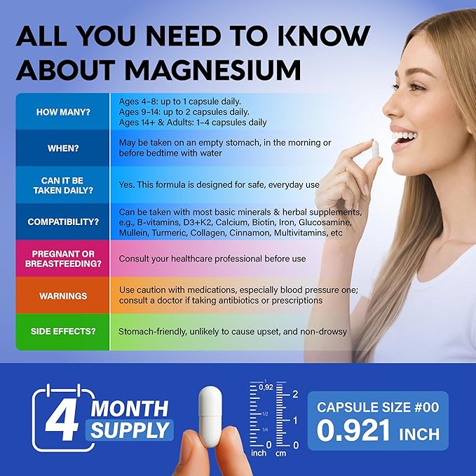 Magnesium Glycinate 500 mg - Chelated Supplement - High Absorption Form of Magnesium - Support for Sleep, Muscle & Heart Health - Made in USA, Lab Tested & Non-GMO - 120 Capsules
