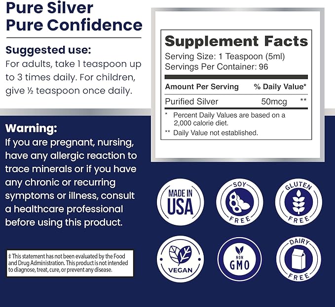 Optivida Colloidal Silver Liquid - 10 PPM Liquid Silver Immune Support, Pure Nano Silver Hydrosol Liquid for Family Wellness - Natural Silver Water for Adults & Kids, Non-GMO, 3rd Party Tested - 16 Oz
