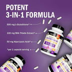BioSchwartz Reduced Glutathione Supplement 500mg with Alpha Lipoic Acid 50mg & Milk Thistle 100mg - Glutathione Reduced Form - Gluten-Free, Third Party Quality Tested - 30 Capsules, 30 Day Supply