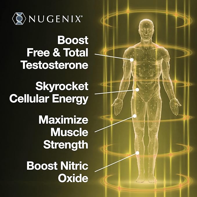 Nugenix Total-T2 - Testosterone Booster and Nitric Oxide Booster for Men, Tesnor, S7, ElevATP, Tongkat, Citrulline, Nitric Oxide and Testosterone Supplement for Men (180 Count)