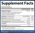1000mg Magnesium Complex for Women and Men, 12 in 1 Magnesium Supplement with Ashwagandha, Zinc, D3, L-theanine. Easy to Swallow, High Absorption, Sleep Support & Stress Relief (60 Capsules)