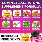 BMVINVOL Inositol Supplement - Myo-Inositol and D-Chiro Inositol Ideal 40:1 Ratio - Plus Berberine, Cinnamon, Ashwagandha + 5 More - 150 Capsules