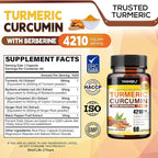 Turmeric Curcumin Supplement with Black Pepper & Bioactive Botanicals, Turmeric,Ginger,Berberine,Ceylon Cinnamon, – Premium Supplement for Daily Wellness Support 60 Capsules 3 Pack