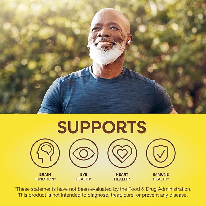 Nature's Way Alive! Men’s 50+ Daily Gummy Multivitamins, Supports Healthy Brain, Eyes, Heart*, B-Vitamins, Gluten-Free, Fruit Flavored, 60 Gummies (Packaging May Vary)