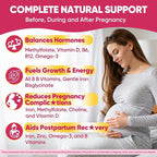 Prenatal Vitamins for Women Gummies, Methylfolate 1mg, Vegan Omega 3 DHA 800mg, Iron, Choline, Iodine, Vitamin D3 B6 B12 - Multivitamin for Women Before, During & After Pregnancy, Sugar Free, 60 Count