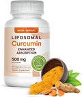 Liposomal Turmeric Curcumin Supplement - High Absorption Capsules for Immune & Joint Support - Non-GMO, No Fillers, No Additives, No Black Pepper - 500mg Per Serving - 60 Capsules