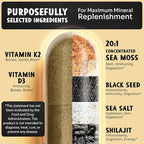 Maju Superfoods 18-in-1 Sea Moss, Black Seed, Shilajit, Sea Salt + D3 & K2, Concentrated Extracts, Trace Multi Mineral Capsules, for Men & Women Mineral Electrolytes Supplements