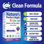 Nature's Perfect Night Kids | Kids Melatonin 1mg | 100 Chewable Tablets | Natural Grape Flavor | Sugar Free | Vegan | Gluten Free | Drug Free | Value Size