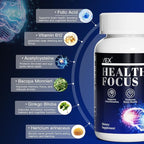 VEX Brain Supplements for Memory and Focus Contain Vitamin B12 folic Acid acetylcysteine Purslane Lion's Mane Mushroom and Ginkgo biloba extracts—for Brain Health 60 Capsules