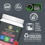 Creatine Monohydrate Powder Micronized PreWorkout Recovery Supplement | Support Muscle Building Strength Training Cognition | Vegan & Keto Friendly Easily Mixes (50 Servings) Raspberry Flavored