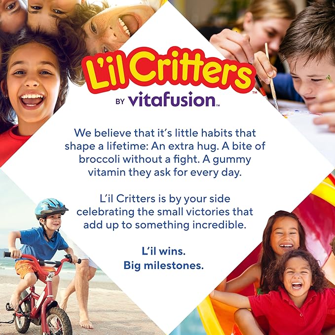 L’il Critters Fiber Daily Gummy Supplement for Kids, for Digestive Support, Berry and Lemon Flavors, 90 Gummies