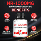Satoomi NAD Nicotinamide Riboside - NR 1000mg Supplement - 60 Count for 30 Days