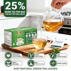 LeafLea 80 Premium Green Tea Bags, Pure Green Tea Leaves, Bright & Mild Flavor with Caffeine, Daily Wellness and Naturally Uplifting, Sugar-Free, Non-GMO, Vegan, Individually Wrapped (2 Pack)