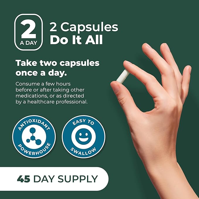 PurePremium Reduced Glutathione 1000mg Per Serving - 500mg Per Capsule – L-Glutathione Supplement & Antioxidant Support for Normal Liver, Brain, Skin & Heart Health – 90 Capsules (Pack of 2)