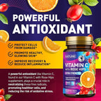 Built by Nature Chewable Vitamin C with Rose HIPS - 1000mg Immune Support Supplement - Non-GMO, Gluten-Free, Vegan - Powerful Antioxidant for Energy & Collagen Boost - Orange Flavor – 60 Tablets