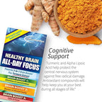 Applied Nutrition Healthy Brain All-Day Focus - 50 Tablets, Pack of 2 - Powerful 3-in-1 Brain Booster with Turmeric Extract - 50 Total Servings