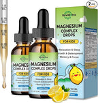 (2 Pack) Magnesium Glycinate Liquid for Kids, Kids Magnesium Liquid Drops Supplement with L-Theanine, Calcium, Zinc, Vitamin D3 K2 for Sleep Calm Relaxation Brain Bones Focus, Lemon Flavor 4 Fl Oz