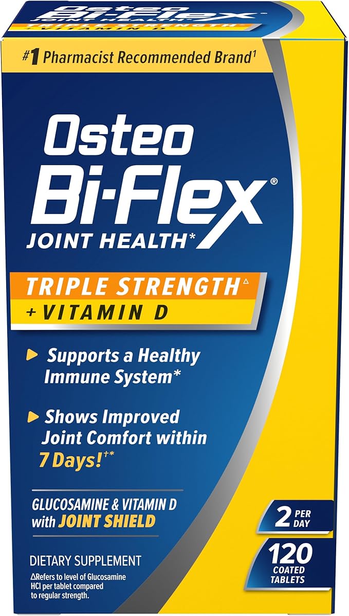 Osteo Bi-Flex Triple Strength Glucosamine Chondroitin Supplement with Vitamin D, Improve Joint Function, Support Bone Health, 120 Coated Tablets