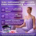 Cortisol Supplements for Women & Men - Vegan, Non-GMO, Made in USA Cortisol Reducer, Manager with Magnesium Ashwagandha L Theanine, Vitamin B Complex for Sleep Support - 60 Capsules