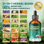 21-in-1 Lymphatic Drainage Drops for Liposomal, Immune & Lymph System Support Supplement for Women & Men with Echinacea, Dandelion, Burdock, Bromelain, Calendula, Turmeric & More, 2 FL OZ
