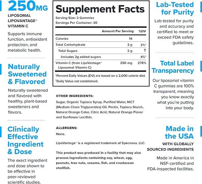 LEGION Liposomal Vitamin C Gummy - High Absorption Liposomal VIT C for Women & Men - Natural Vitamin C Supplements for Immune System Support (60 Gummies)