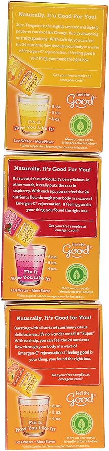 Emergen-c Vitamin C 1000mg 90 Packets 3 Variety Cartons NET Wt 29.1 ounce (828g)