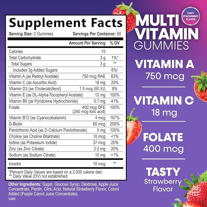 Multivitamin Gummies for Adults - Daily Adult Multivitamins Gummy with Vitamins A, C, D, B12 for Women & Men, Immune Support Gummy Multivitamins Supplement, Adult Multi VIT Vitamin - 120 Gummies