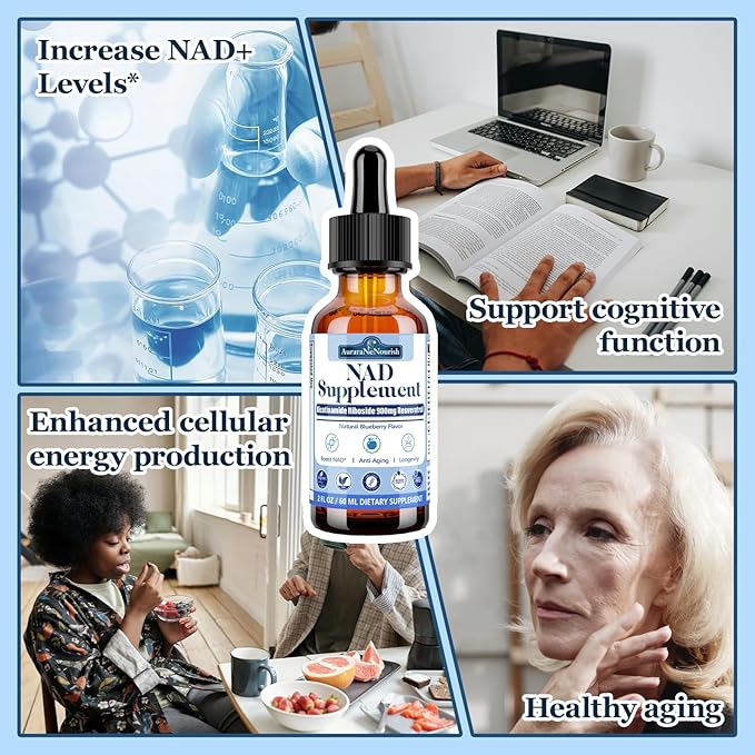 2 Pack NAD Supplements for Women & Men, Liposomal NAD Nicotinamide Riboside Resveratrol 900mg w. Resveratrol, Quercetin, Collagen, Niacin, Biotin Support Anti-Aging, Longevity, Energy, Focus