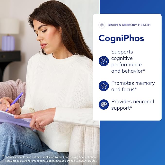 Pure Encapsulations CogniPhos - Acetyl-L-Carnitine Supplement with Cognizin Citicoline & Phosphatidylserine - Supports Memory & Positive Mindset - Vitamin B6 & Zinc - Gluten-Free - 120 Capsules