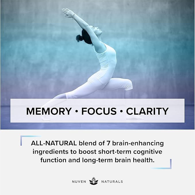 Brain Support Supplement - Natural Memory and Focus Supplement with Lion’s Mane, Ginkgo Biloba, Bacopa Monnieri & Ashwagandha Root - Natural Nootropics & Brain Booster | 60 Capsules