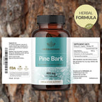 HERBAMAMA Pine Bark Extract Capsules - 400mg French Maritime Pine Bark Extract Powder for Antioxidant Support - Vegan, Non-GMO Pinus Pinaster Supplement
