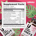 UMZU Daily B, 30 Day Supply – Complete Vitamin B Complex Supplement Blend with B1, B2, B3, B5, B6, B7, B9 & B12 Plus Folic Acid & Biotin – Supports Energy, Focus, Mood, Metabolism & Overall Wellness