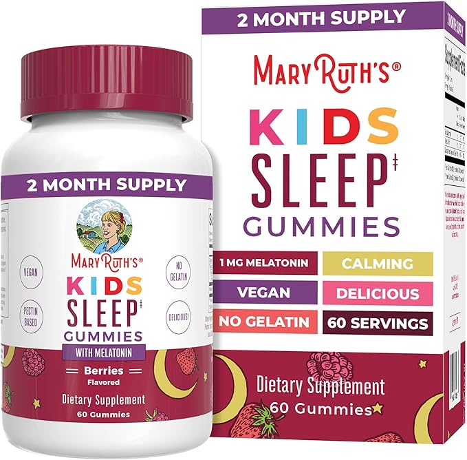 MARYRUTH'S Melatonin Gummies for Kids | 2 Month Supply | Sleep Gummy for Kids Ages 4+ | Melatonin 1 mg | Relaxation & Sleep Support | Vegan | Gluten Free | 60 Count
