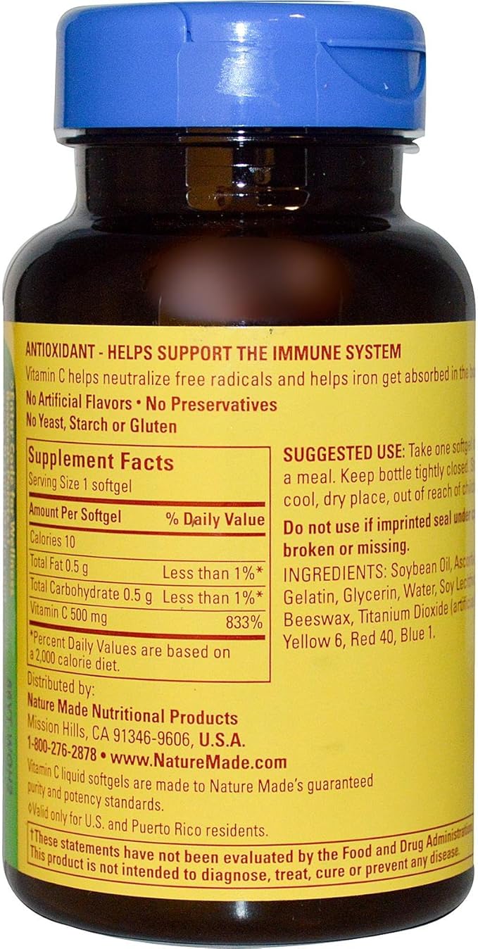 Nature Made Vitamin C 500 Mg Softgels, 60-Count