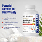 Omega 3 Fatty Acids Fish Oil Supplement - Triple Strength - 1000 mg Encapsulations with EPA 165 mg & DHA 105 mg for Heart, Brain & Joint Care - Burpless Omega3 - Lemon Flavor - 250 Softgels