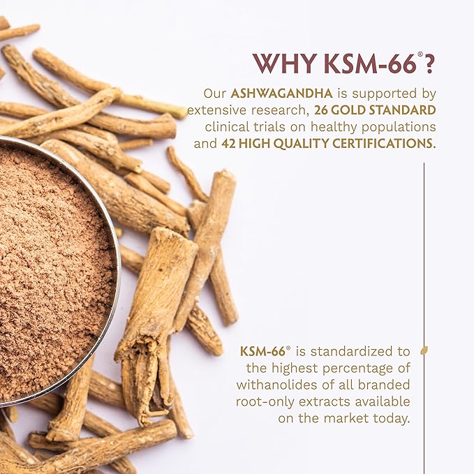 TRIBE ORGANICS Vegan Ashwagandha KSM 66 Pure Organic Root Powder Extract Ayurvedic Supplement - Focus Mood Support Increase Energy Strength 600mg of Natural KSM66 for Superior Absorption - 60 Capsules