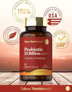 Tahoe Nutritionals Prebiotic, Probiotic & Postbiotic | 25 Billion CFU | 50 Powder Pills | Men and Women's Digestive Health | Vegetarian and Non-GMO Supplement