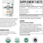 Organic Lion’s Mane Mushroom Powder Fruiting Body Superfood Freeze-Dried Unflavored Natural Polysaccharides for Smoothies Coffee Supports Brain Focus Energy Vegan Gluten-Free Non-GMO, 9 oz (255g)