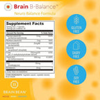 Brain B Balance: Methylated Multivitamin - Methylated B Complex Neurobalance Formula - Methylfolate Supports Mood.Mind.Memory - 60 Vegan Capsules