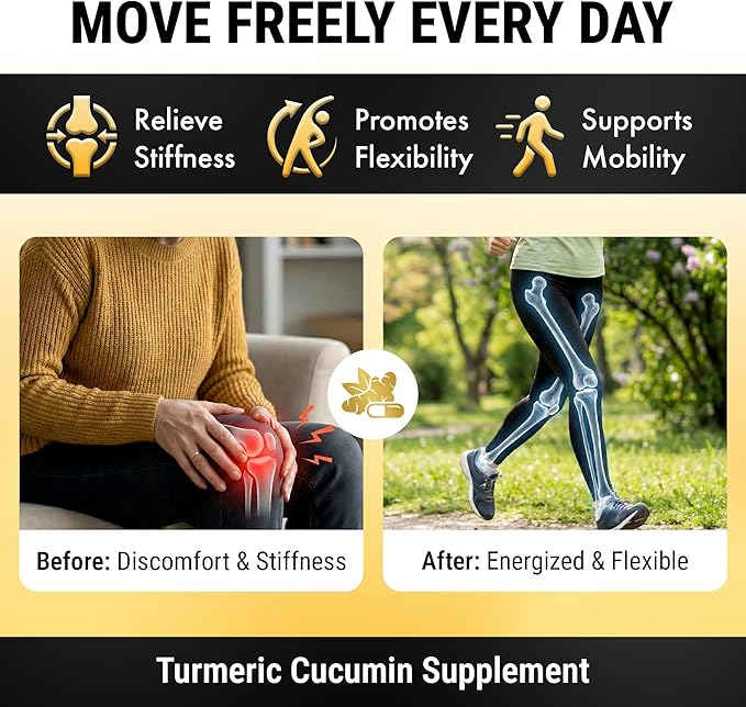 Turmeric Curcumin Supplement with Black Pepper Extract (BioPerine) - 95% Curcuminoids for Joint & Inflammation Support - Enhanced Absorption Vegan Turmeric Supplement - 120 Capsules